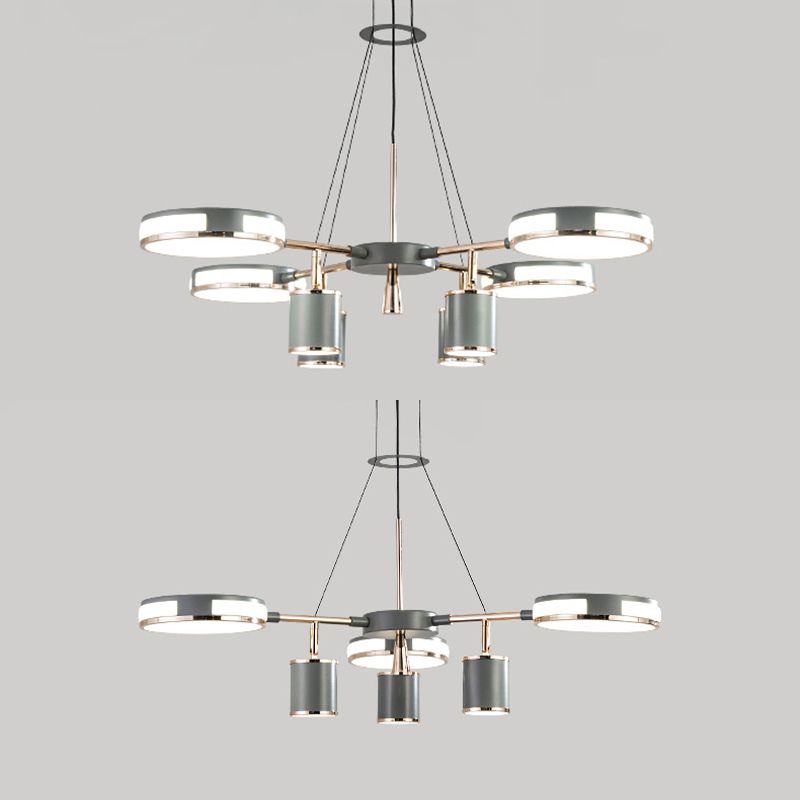 Sputnik LED Chandelier Creative Minimalist Acrylic Grey Hanging Light for Living Room