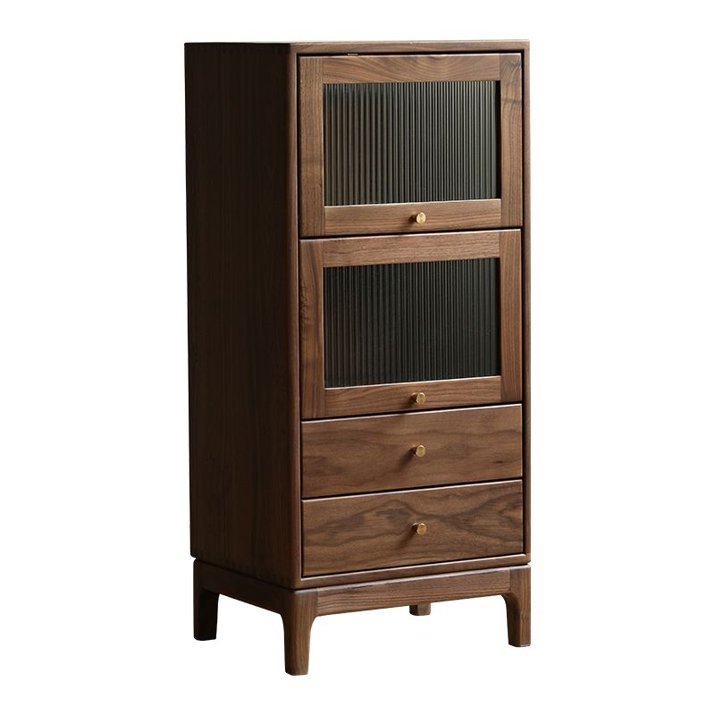 Mid-Century Modern Walnut Storage Cabinet Solid Wood Brown Storage Cabinet