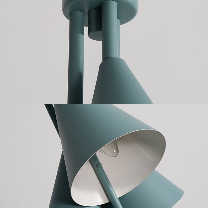 Macaron Style Chandelier Pendant Light Conical Hanging Light with Metal Shade for Restaurant