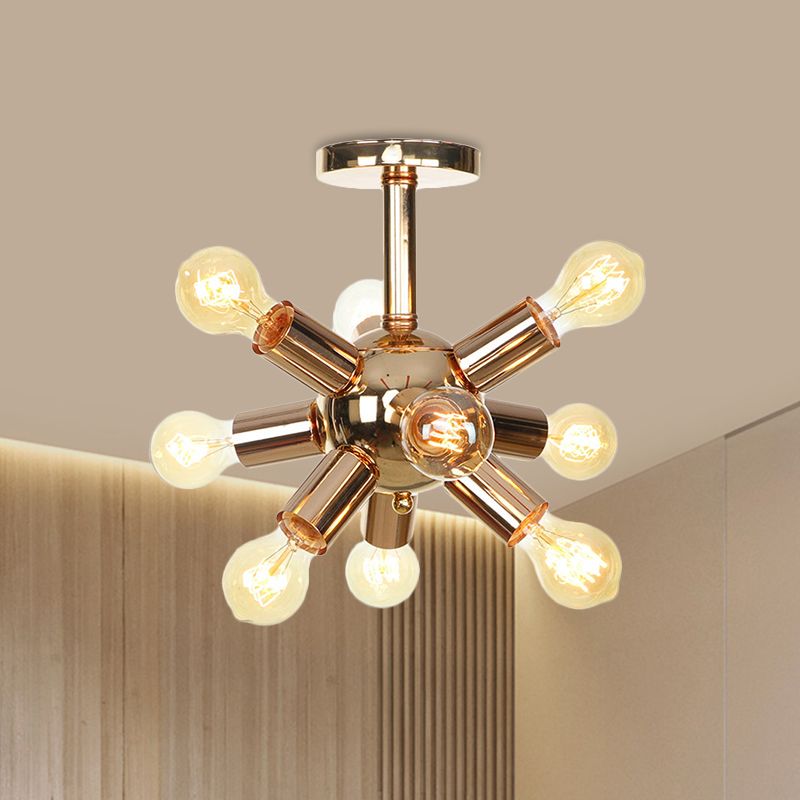 Chroom/gouden Sputnik semi-inbouw vintage ijzer 6/9/12 lichten restaurant verzonken plafondlamp armatuur