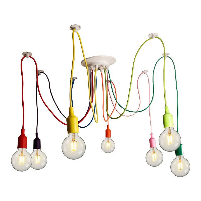 Colorful Edison Bulb Pendant Lamp Loft Style Metal 8-Head Clothing Store Hanging Light