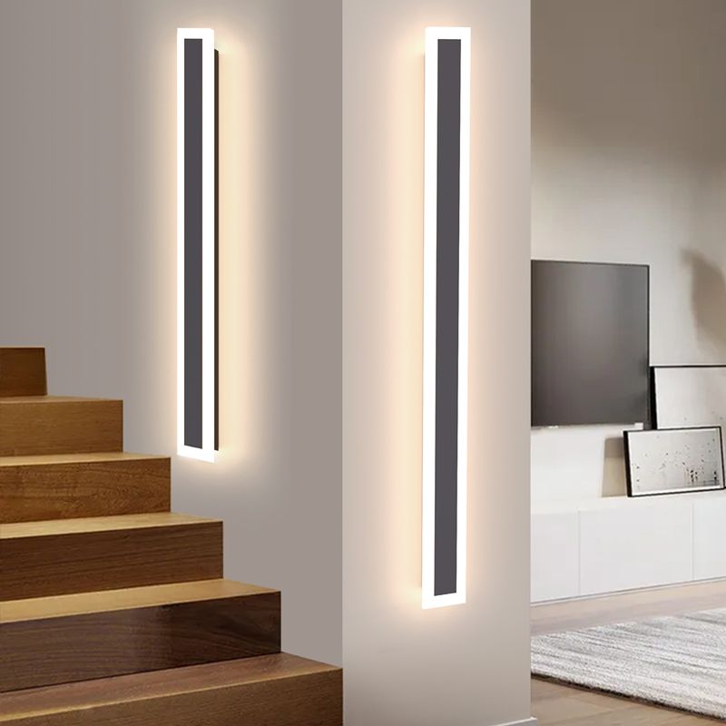 Metal Linear Shape Wall Mount Lighting Modern 1 Light Wall Mounted Light Fixture in Black