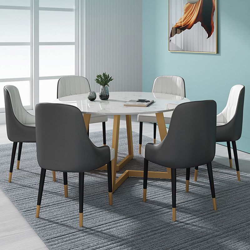 1/4/5/7 PCS Metal Glam Glam Dining Room Set avec table ronde et chaises