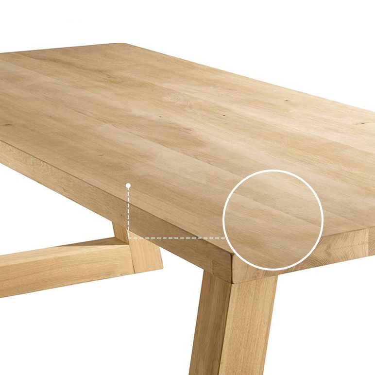 Rectangle Wood Dining Table Modern Pine Table in Nature with Double Pedestal