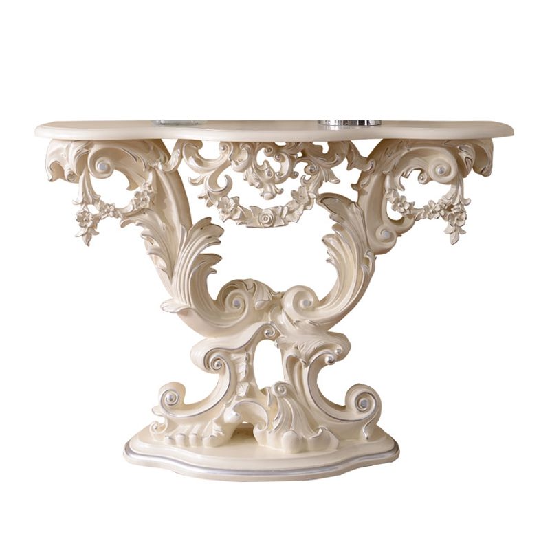 French Country Console Table Brown/Black/White/Gold Wooden Console Sofa Table