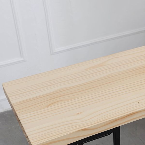 Natural Rectangle Bar Dining Table Pedestal Solid Wood Bar Height Table with Shelves