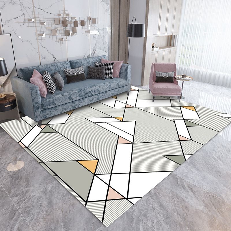 Creative Triangle Printed Indoor Rug Contemporary Funky Polyester Area Carpet Stain Resistant Area Rug for Living Room