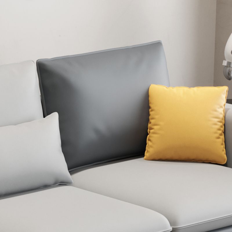 35.43" Tall Sectional Sofa Faux leather Sofa with Pillowed Back Cushions