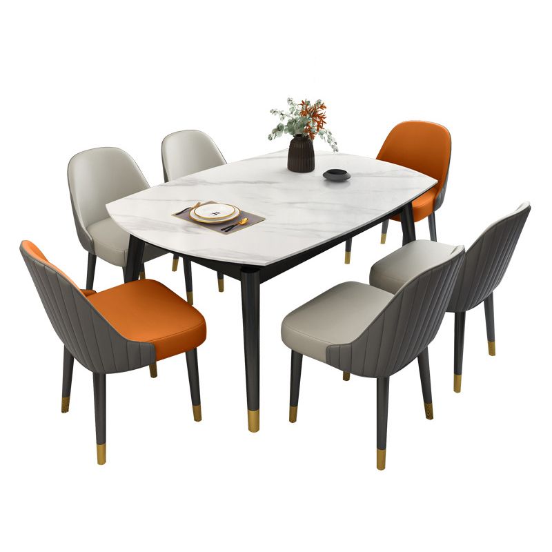 Modern Style Sintered Stone White Dining¬†Room¬†Set with Round Table Dining Table Furniture