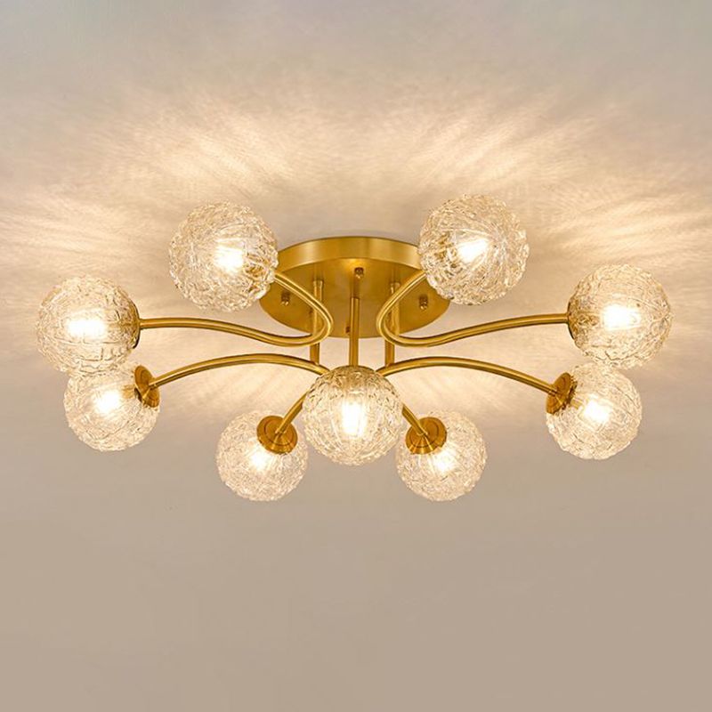 Ball Shape Glass Flush Light Modern Style Multi Lights Flush Mount Fixture