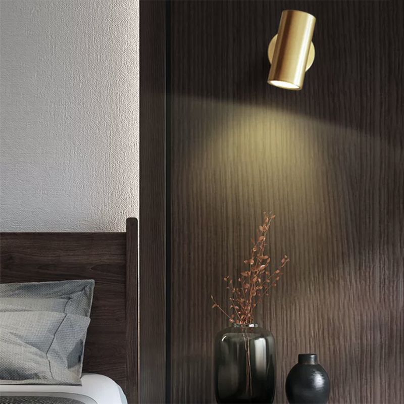 Modern Wall Sconce Cylinder Shape Wall Light with Metal Shade for Bedroom