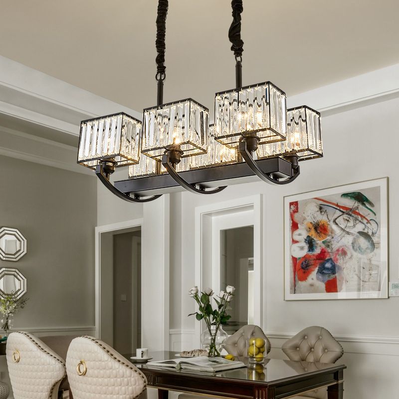 Diseño de la declaración de iluminación de la isla de 6 luces sombreadas en rectángulo para la sala de estar para la sala de estar