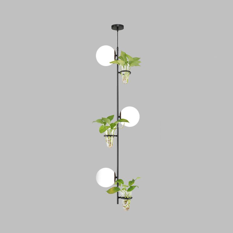SPHERICA FLUSTER CLUSTANTE PENDANTE ANTICO ANTICO 3 TESTI SOGGIORI LIGHITTO LED in nero in nero/oro con latte bianco/fumo Grigio Glass Ombra