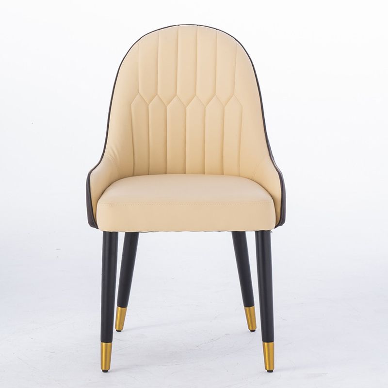 Glam Style Parsons Side Chair Leather Indoor Dining Chair for Living Room