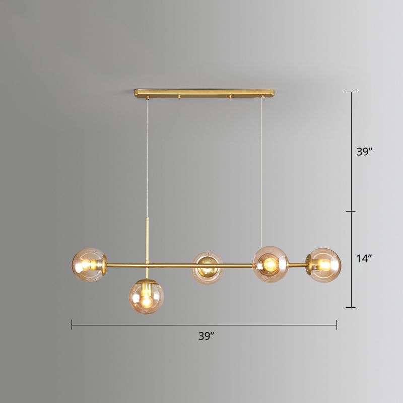 Modo Island Light Postmodern Glass 5-Light Suspended Lighting Fixture for Restaurant