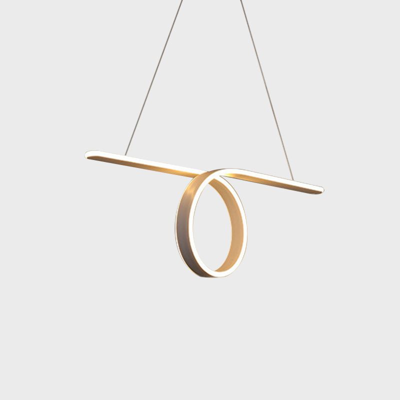 Dining Room LED Pendant Lighting Fixture Minimalism Grey Island Lamp with Annular Metal Shade in Warm/White Light