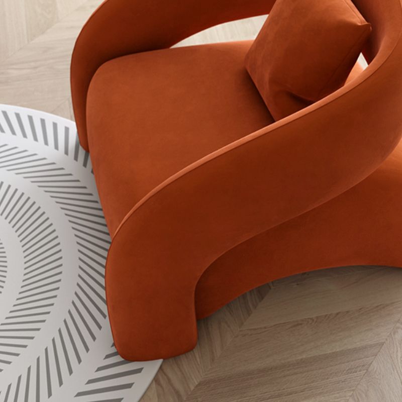 Contemporary Sloped Arms Chair Solid Color Pillow Back Chair