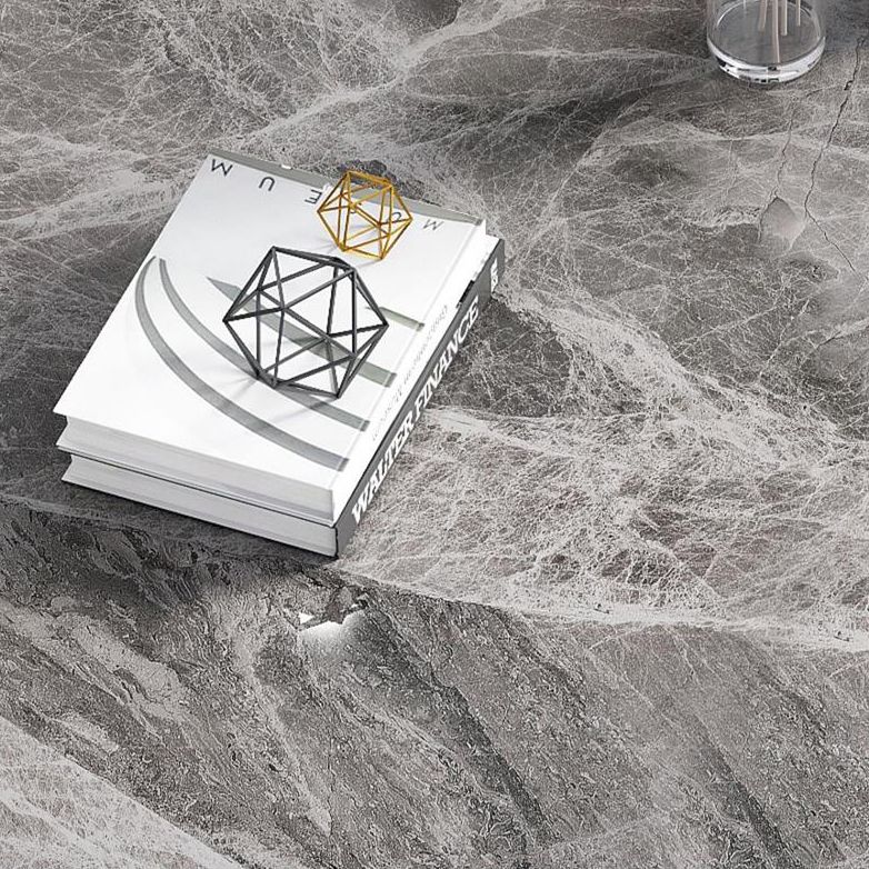 Juego de comedor estándar gris moderno forma rectángulo de piedra sinterizada juego de comidas con mesa de 4 patas