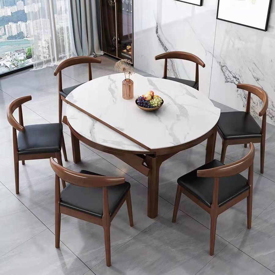 Minimalist ausziehbarer rund Form Table Standard Sintered Stone Esstisch für Küche