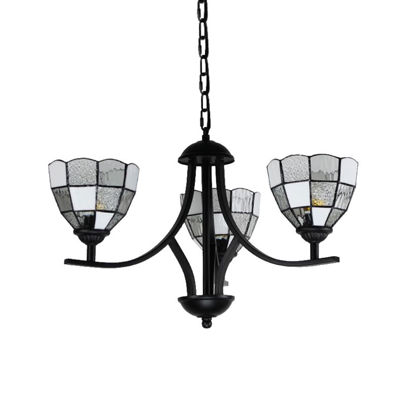 3 luces techo colgante colgante lámpara de lámpara de lámpara de lámpara de vidrio blanco en acabado negro para vestíbulo