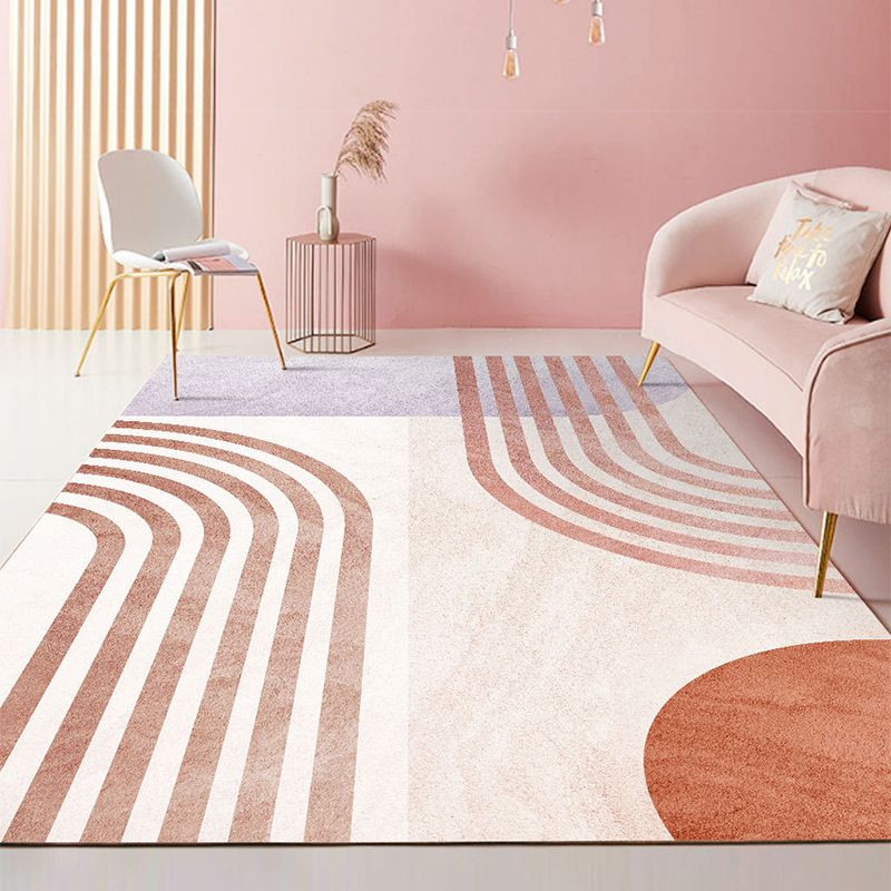 Modern Living Room Area Rug Nordic Color Block Carpet Polyester Indoor Rug with Non-Slip Backing