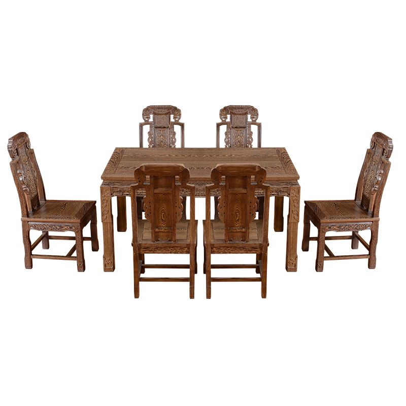 Traditional Style Solid Wood Dining Set with Fixed Table and 4 Legs Base for Home Use
