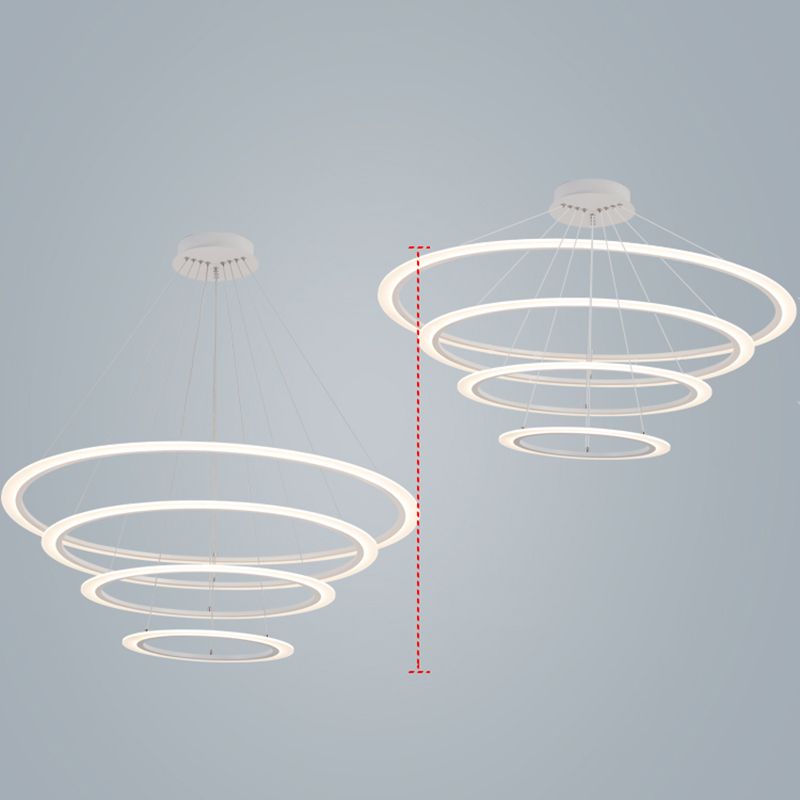 Modern Layered Chandelier Metal White Circle LED Chandelier Pendant for Living Room