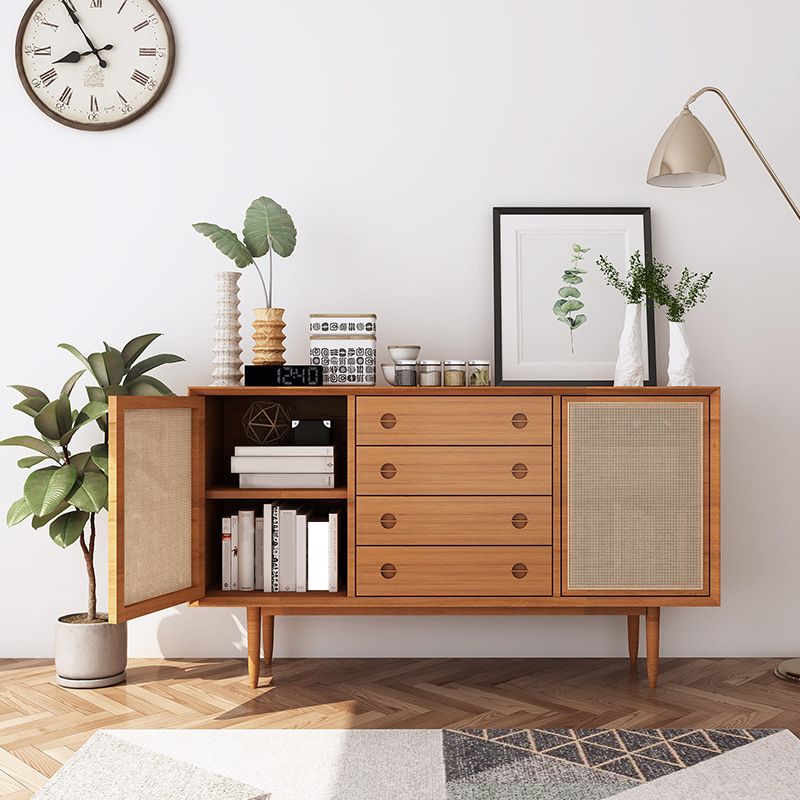 Contemporary Cabinet Solid Wood With Doors 4 - Drawer Accent Cabinet