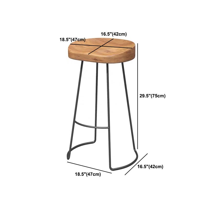 Saddle Seat Armless Bar Stool Modern Backless Bar Chair with Metal Footrest