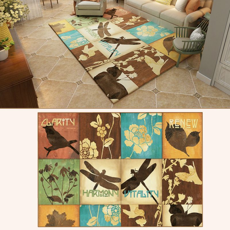 Tapis classique multicolore Polyester Tile Tile Tapis de support anti-glissement pour le salon