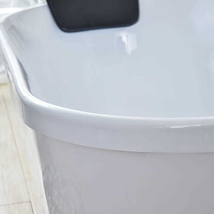 Freestanding Soaking Bath Back to Wall Modern White Bathtub With Faucet