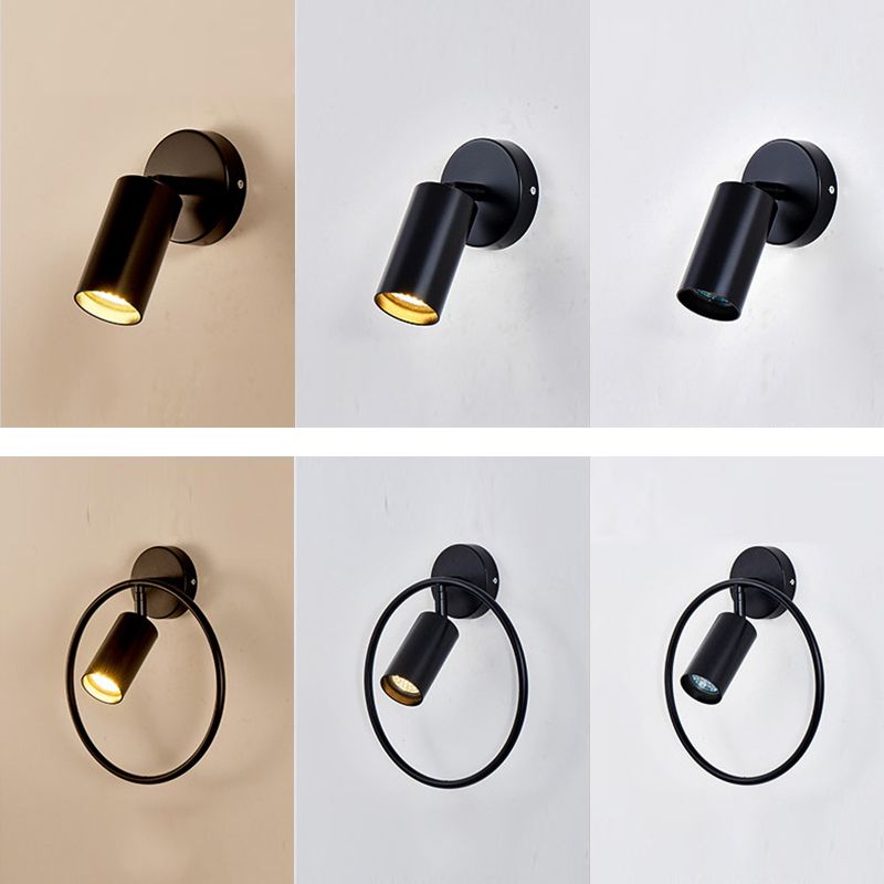Cylindrical Metal Spotlight Wall Sconce Nordic Style Simplicity Bedside Reading Light for Bedroom