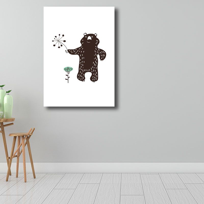 Mehrfarbiger Cartoon-Tier-Leinwand-Minimalismus, dekorativer Wandkunstdruck für Kinderzimmer