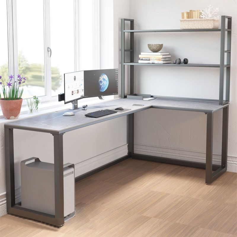Modern L-Shape Writing Desk Home Office Desk with Metal Legs