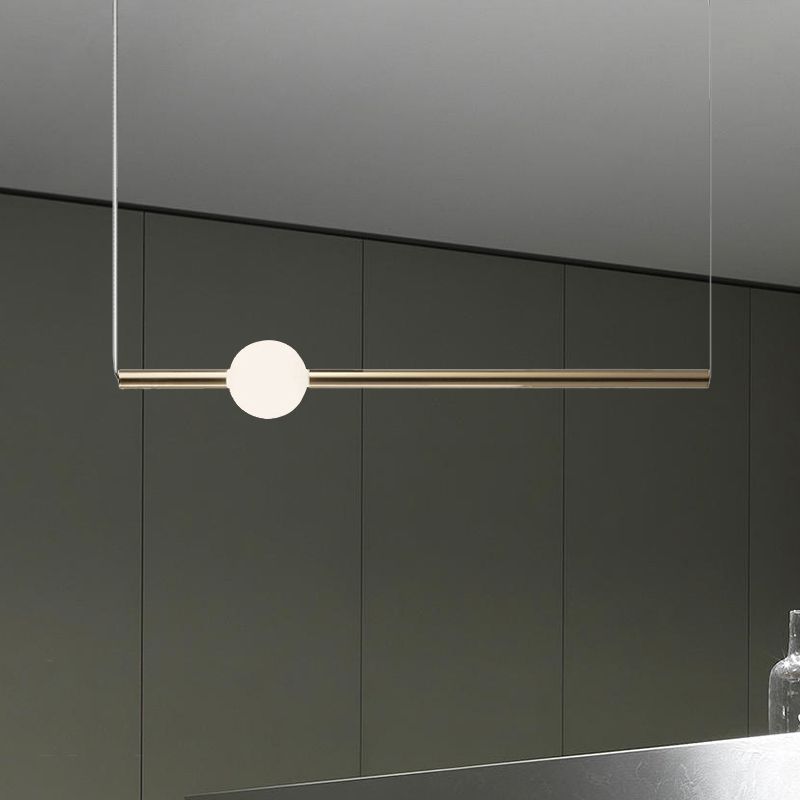 Röhrchen Weiß/Goldglas -Kronleuchterlampe Moderne 1 Lichter Gold/Weiß -LED -Decke Anhänger Licht mit horizontalem/vertikalem Design