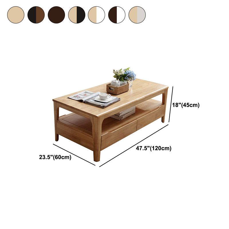 4 Legs Rectangular Coffee Table Made of Solid Wood/black/walnut/white Cocktail Table