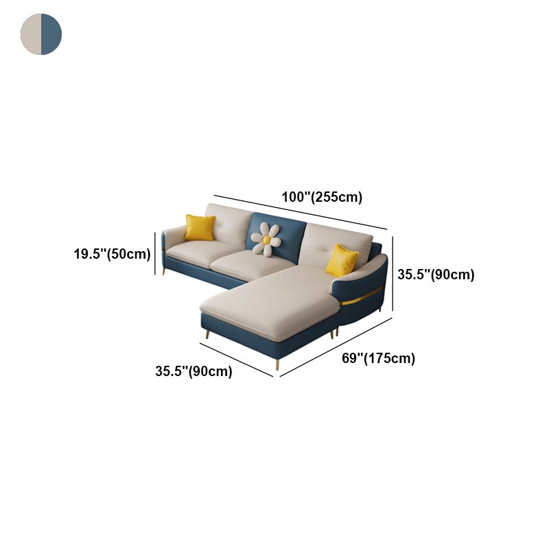 Faux Leather Square Arm Sofa with Pillows, 3/4 seat Sofa for Living Room