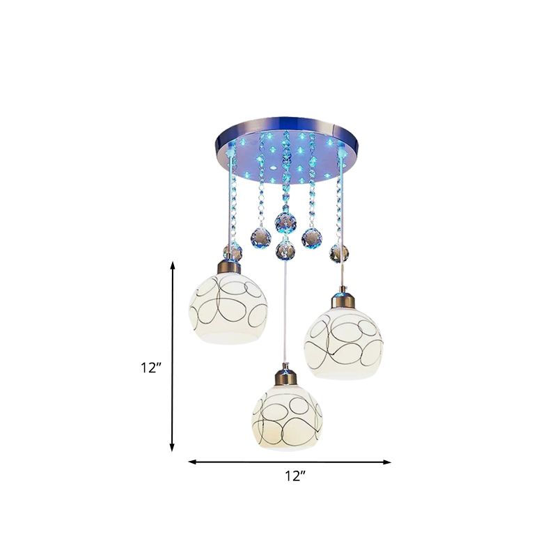 3 Bulbs Dining Room Multi Ceiling Light Modern Chrome Pendulum Lamp wi