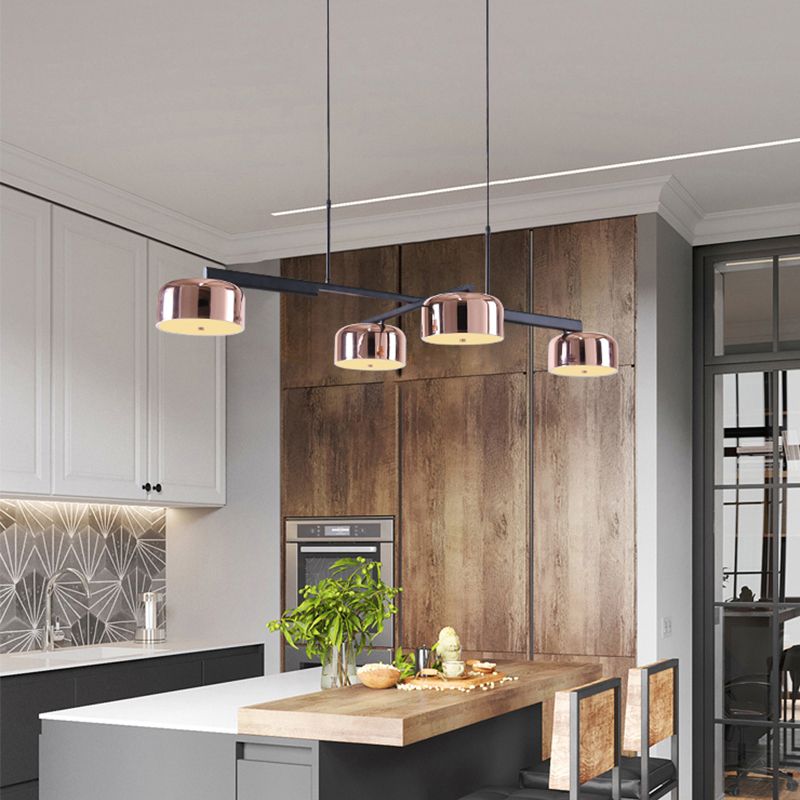 Luces colgantes de cocina contemporáneos luces de techo colgantes de domo Metal 4 luz