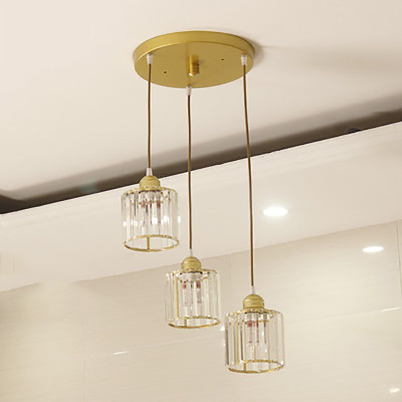 Modern Style Cylinder Shape Hanging Lights Crystal Hanging Light Fixtures