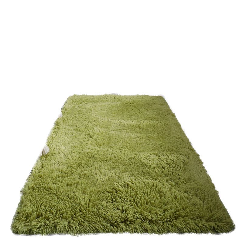Green Modern Rug Polyester Solid Color Rug Non-Slip Backing Rug for Living Room