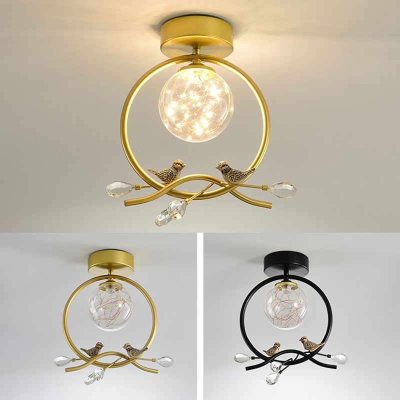 New Modern Clear Glass Flush Light Fixtures Corridor Spherical Flush Mount with Shape
