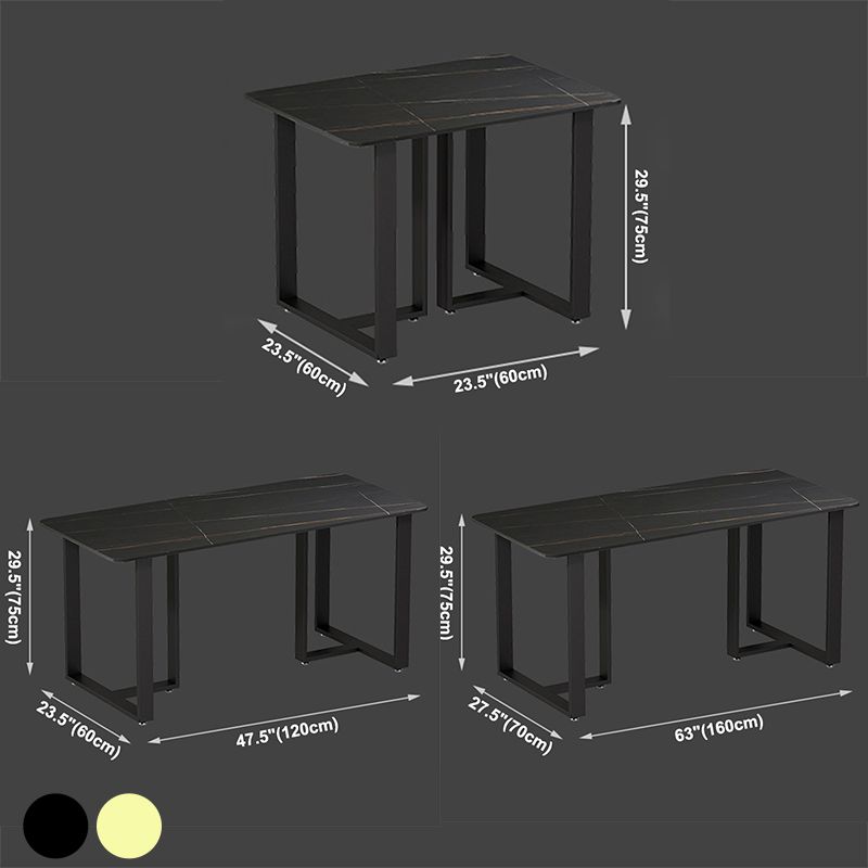 Industriële eettafel gesinterde stenen tafel met dubbele voetstuk voor eetkamer