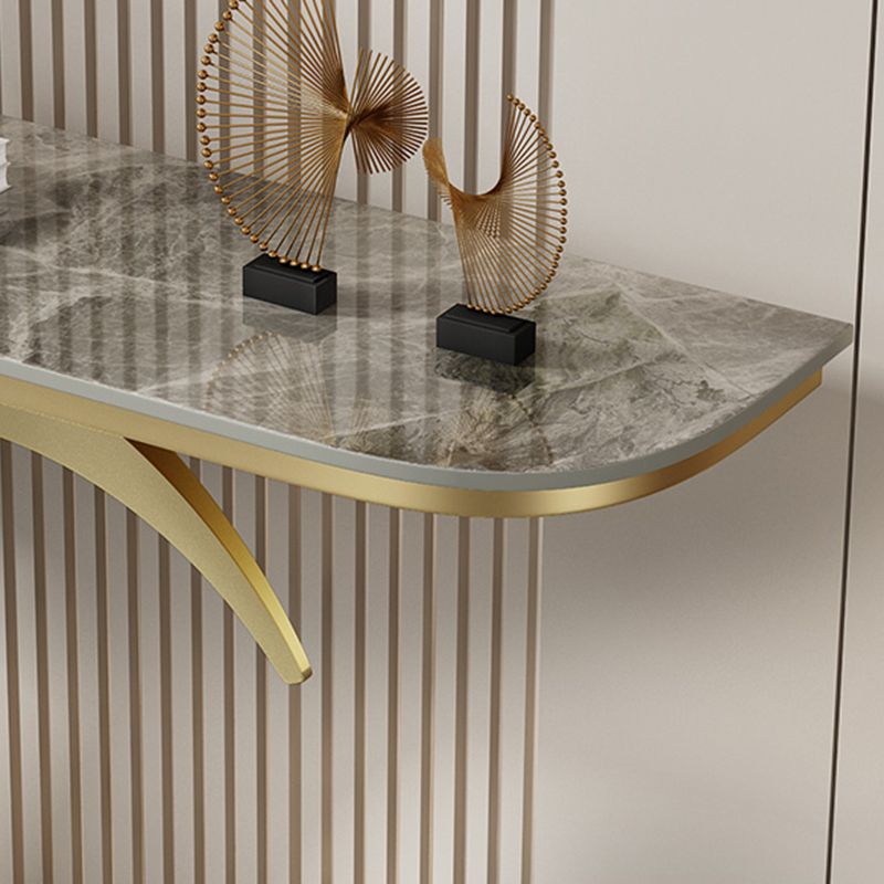Abstract Metal Leg Half Moon Stain Resistant Console Table for Hall