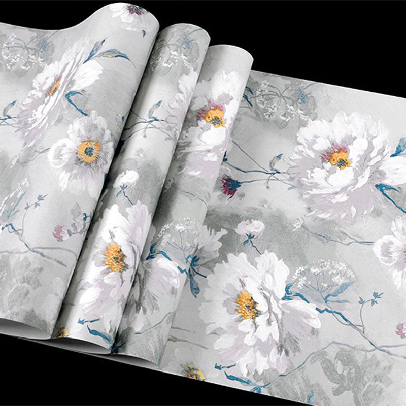 Light Color Blossom Wall Decor Water-Resistant Non-Pasted Wallpaper Roll, 33' x 20.5"