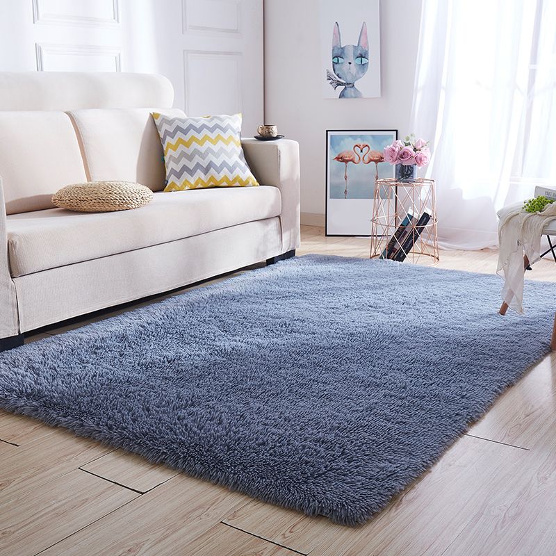 Multi Colored Stripe Print Rug Faux Wool Relaxing Area Rug Non-Slip Pet Friendly Carpet for Decoration