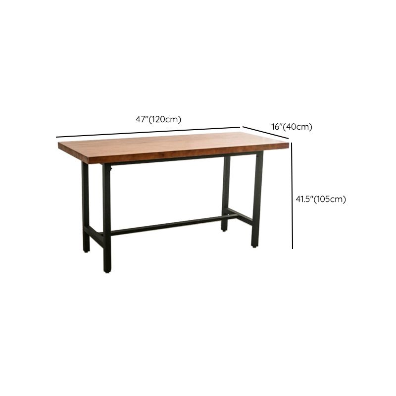 Brown Solid Wood Bar Table Trestle Base Dining Table for Kitchen Living Room