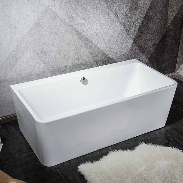 Freestanding Soaking Bathtub Antique Finish Rectangular Modern Tub