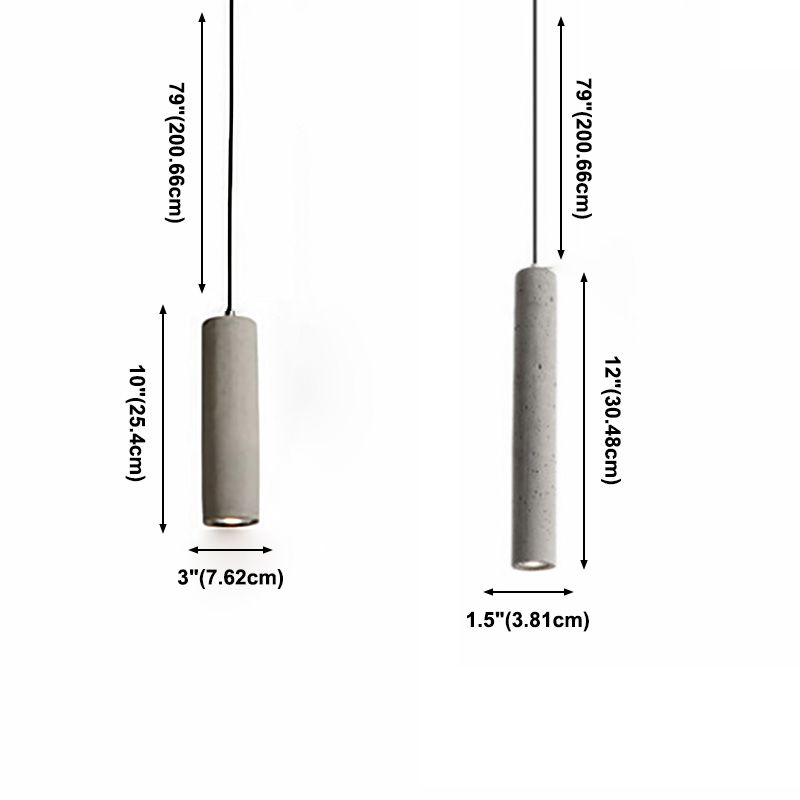 Cement Cylinder LED Track Light Nordic Style 1-LED Pendant Lighting in Gray for Kitchen Island