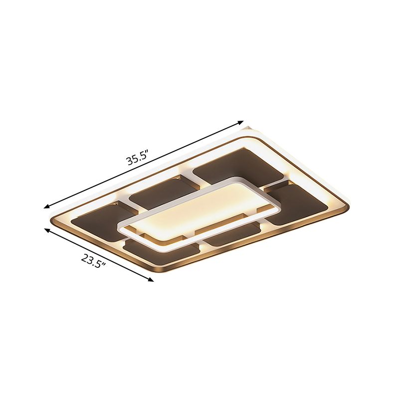 Square/Rectangle Flush Lighting Nordic Style Led Flush Mount Ceiling Light in Black and White, 18 "/23.5" /35.5 " W